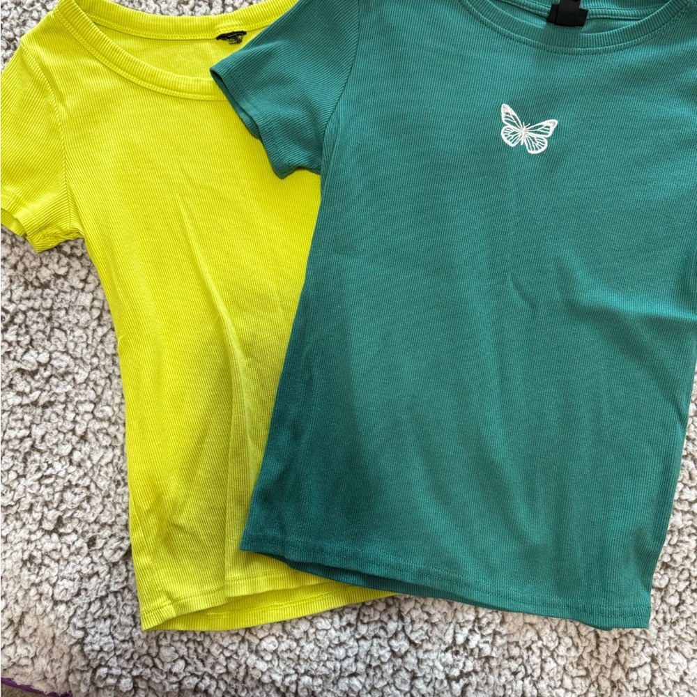 Kids Teal and Yellow Butterfly T-Shirts